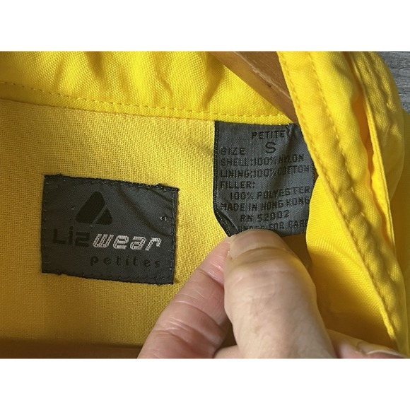 Vintage 90s Liz Claiborne Jacket Coat Womens Small Yellow Zip Puffer Ski Skiing - Picture 3 of 9